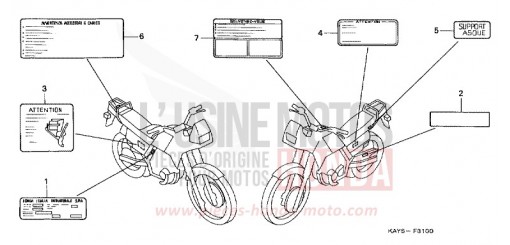 ETIQUETTE DE PRECAUTIONS NX125S de 1995